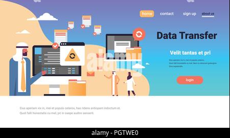 Arabische Menschen Übertragungssynchronisation data Computer connection Transformation Access Technologie horizontale Platz kopieren Stock Vektor