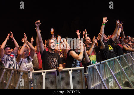 Bratislava, Slowakei. 24 August, 2018. Fans bei einem Konzert im Aufstand Music Festival. Stockfoto