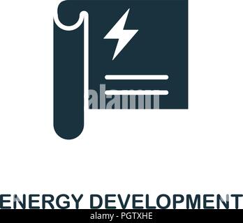 Symbol für die Entwicklung der Energiewirtschaft. Schwarzweiß-Design von Kraft und Energie. UI. Pixel Perfect einfache Piktogramm Symbol für die Entwicklung der Energiewirtschaft. Web De Stock Vektor