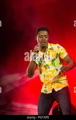 Bratislava, Slowakei. 24 August, 2018. Die jamaikanische Sängerin Romain Virgo führt an Aufstand Music Festival. Stockfoto