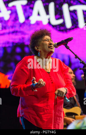 Bratislava, Slowakei. 24 August, 2018. Doreen Shaffer führt mit den Skatalites am Aufstand Music Festival. Stockfoto