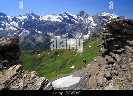 Sommer in den Schweizer Alpen, Mürren, Schweiz Stockfoto