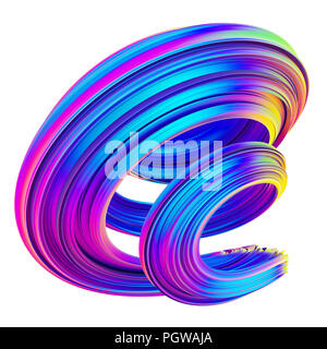 Neon und holographischen 3d-twisted Form. Stockfoto