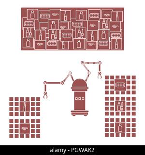 Intelligente automatische Roboter sortieren von Drogen. Austausch des Menschen mit Robotern Mechanismen. Die Entwicklung der künstlichen Intelligenz. Stock Vektor