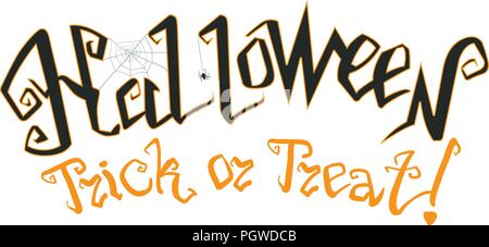 Happy Halloween. Vector Illustration mit Web- und Spider. Trick oder Festlichkeit Stock Vektor