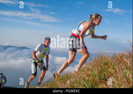 Bergamo Italien: September 2014 Bergrennen von 38 km Stockfoto