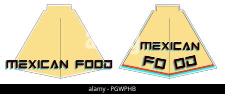 Typografie gegen die Maya Pyramide mexikanisches Essen kreative Kunst logo Stock Vektor