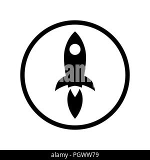 Rocket Launch Symbol im Kreis. Rakete gefüllt Symbol Stock Vektor