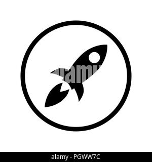 Rocket Symbol im Kreis. Rakete gefüllt Flachbild Symbol Stock Vektor