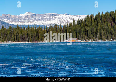 Bootshaus am Lake Louise, Banff, Alberta, Cana Stockfoto