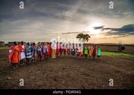 Masai Dorf, Kenia - 2. Januar 2015 Stockfoto