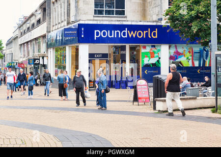 8. Juni 2018: Plymouth, Devon, UK-Poundworld in neuen George Street. Stockfoto