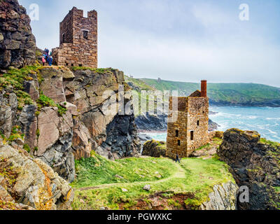 Die Kronen Motor Häuser, Teil der Botallack Mine in Cornwall, England, Großbritannien. Stockfoto