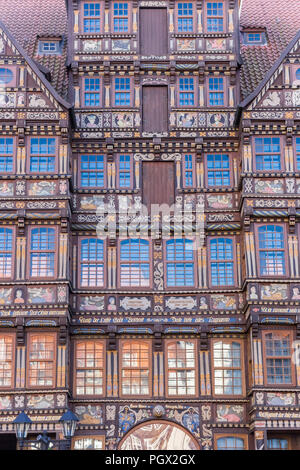 Fassade des historischen Wedekindhaus Gebäude in Hildesheim, Deutschland Stockfoto