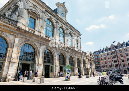 Die Außenseite des Gare de Lille Flanders Bahnhof, Lille, Frankreich Stockfoto