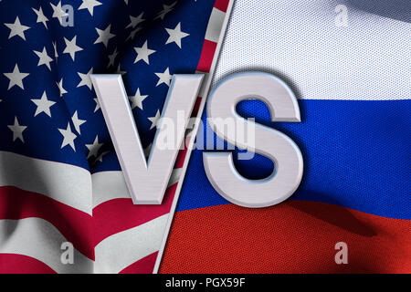 USA und Russland Fahnen. 3D-Rendering Stockfoto