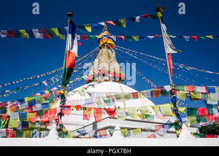 Bodhnath, Katmandu, Bagmati, Nepal: große Stupa von Bodhnath, das größte in Asien und eines der größeren in der Welt. Unesco-heritege Ort, in Stockfoto