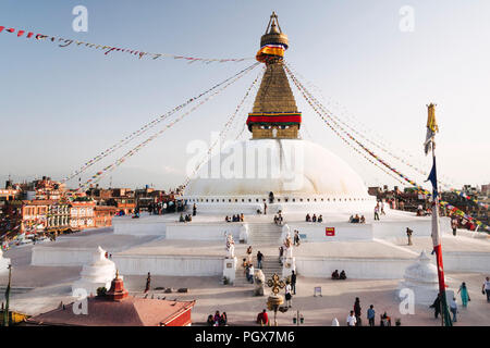 Bodhnath, Katmandu, Bagmati, Nepal: große Stupa von Bodhnath, das größte in Asien und eines der größeren in der Welt. Unesco-heritege Ort, in Stockfoto