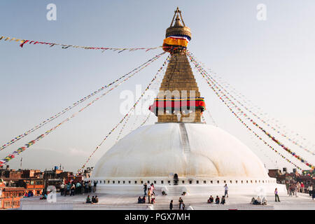 Bodhnath, Katmandu, Bagmati, Nepal: große Stupa von Bodhnath, das größte in Asien und eines der größeren in der Welt. Unesco-heritege Ort, in Stockfoto