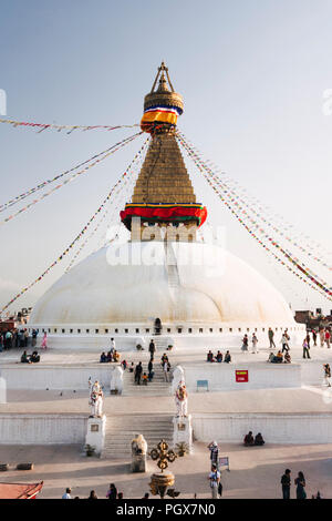 Bodhnath, Katmandu, Bagmati, Nepal: große Stupa von Bodhnath, das größte in Asien und eines der größeren in der Welt. Unesco-heritege Ort, in Stockfoto