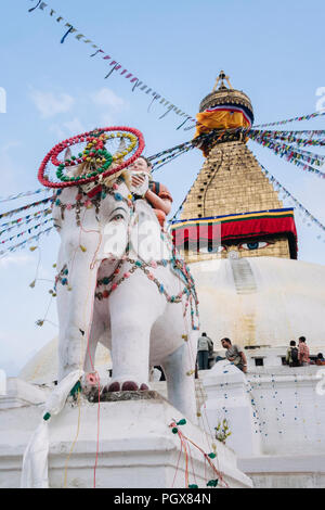 Bodhnath, Katmandu, Bagmati, Nepal: große Stupa von Bodhnath, das größte in Asien und eines der größeren in der Welt. Unesco-heritege Ort, in Stockfoto