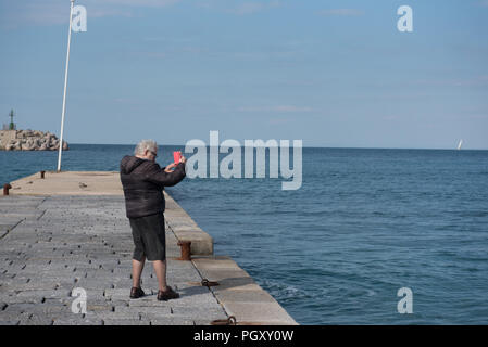 Marciana Marina. Mitarbeiter und Meer Stockfoto