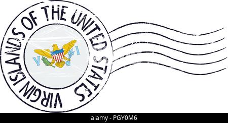 Amerikanische Jungferninseln grunge Briefmarke und Flag auf weißem Hintergrund Stock Vektor
