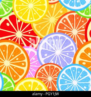 Zitrone, Limone, Grapefruit Schichten nahtlose Muster Stock Vektor