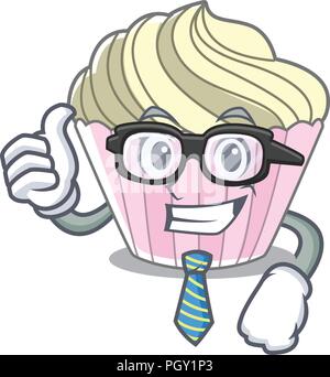 Geschäftsmann Hausgemachte Meringue Kuchen auf Charakter cartoon Vector Illustration Stock Vektor