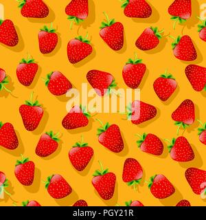 Frische Erdbeeren nahtlose Muster Stock Vektor