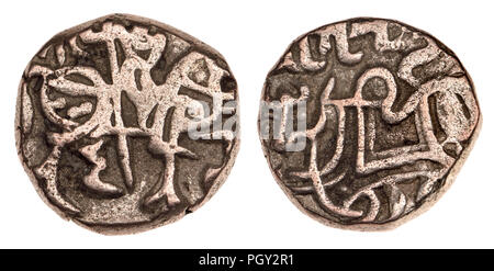 Mittelalterlichen indischen Silber Jitah Bull und Reiter Münze, c 850 bis 1.000 AD. Von dem, was jetzt ist Afghanistan Stockfoto