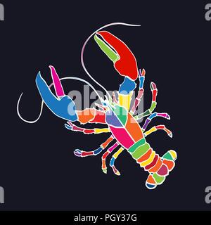 Farbige Hummer Symbol, abstrakte Kunst Stock Vektor