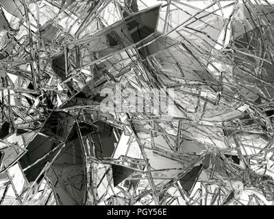 Stücke von Glas zerbrochen auf Weiß, 3D-Darstellung oder gerissen; 3D-Rendering Stockfoto