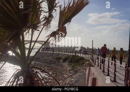 Leuchtturm von Alexandria und thr Montaza Palastes Stockfoto