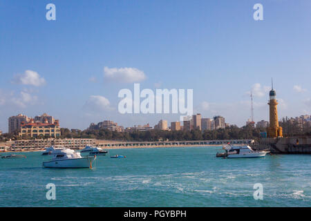 Leuchtturm von Alexandria und thr Montaza Palastes Stockfoto