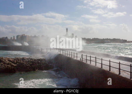 Leuchtturm von Alexandria und thr Montaza Palastes Stockfoto