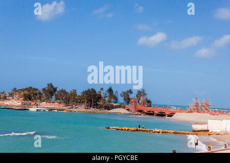 Leuchtturm von Alexandria und thr Montaza Palastes Stockfoto