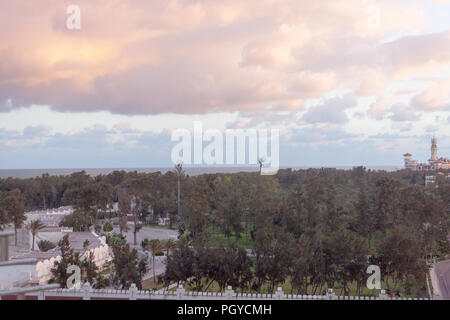 Topview des Großen Leuchtturm in Alexandria, stand auf der Insel Pharos, Mittelmeer, und Al-Montaza, Alexandria, Ägypten 2013 Stockfoto