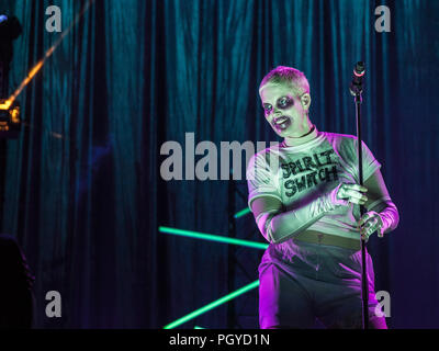 NOVI SAD, Serbien - 13. JULI 2018: Fever Ray, alias Karin Elisabeth Dreijer, eine schwedische Sänger und Songwriter, auf der Bühne während der Ausfahrt Fe Stockfoto