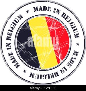 In Belgien grunge Gummi Stempel mit Flagge gemacht Stock Vektor