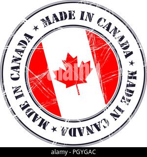 In Kanada grunge Gummi Stempel mit Flagge gemacht Stock Vektor