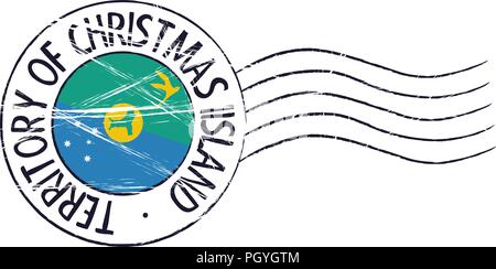 Christmas Island grunge Briefmarke und Flag auf weißem Hintergrund Stock Vektor