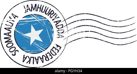 Somalia grunge Briefmarke und Flag auf weißem Hintergrund Stock Vektor