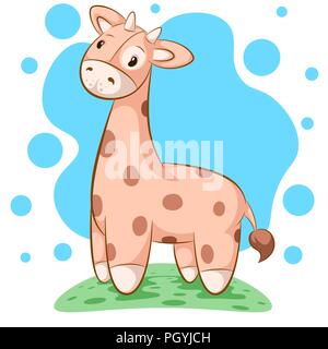 Süß, lustig teddy Giraffe - Cartoon Illustration. Stock Vektor