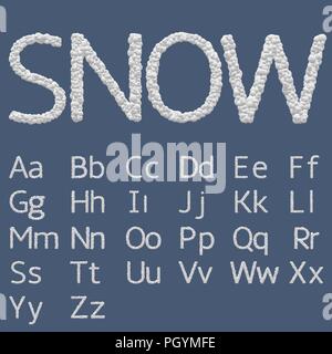 Schnee Alphabet Buchstaben. Neues Jahr und Weihnachten Schriftart Stock Vektor