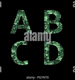 A B C D Green camouflage Buchstaben. Armee font, militärische Alphabet Stock Vektor