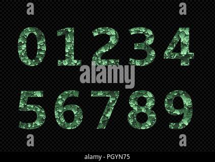 Grüne camouflage Zahlen. Armee font, militärische Alphabet Stock Vektor