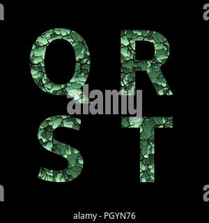 Q R S T green camouflage Buchstaben. Armee font, militärische Alphabet Stock Vektor