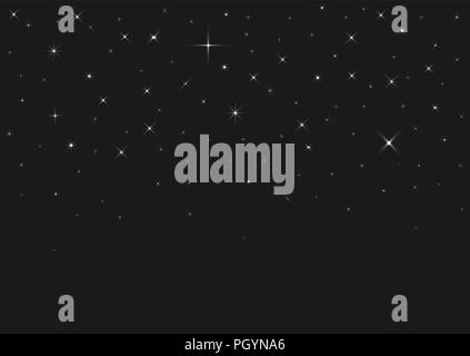 Zusammenfassung Hintergrund von Random fallen Silver Stars. Elegante Muster für Banner, Grusskarten, Weihnachten und Neujahr Karte, Einladung, Postkarte, Papier Stock Vektor