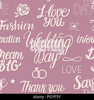 Hochzeit in einem klassischen Pariser Stil. Nahtlose Muster mit Schriftzug Inschrift. Stock Vektor